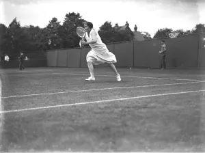 At the Beckenham Tennis Tournament, Miss Ryan on court. 12 June 1928 At the Beckenham Tennis Tournament, Miss Ryan on court. 12 June 1928