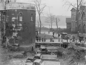 Bedford lorries on site during works at the Tower of London. 1937 Bedford lorries on site during works at the Tower of London. 1937