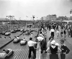 Brighton The Promenade looking west, showing a section of Palace Pier and the dodgem car track Brighton The Promenade looking west, showing a section of Palace Pier and the dodgem car track