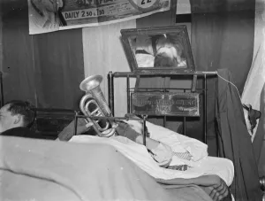 The bugler, part of the crippled childrens circus at Alexandra Hospital in Swanley The bugler, part of the crippled childrens circus at Alexandra Hospital in Swanley