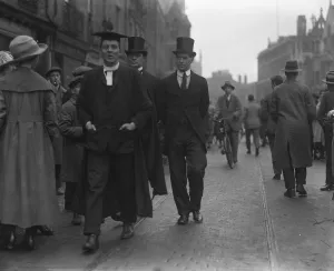 At Cambridge University - a Cambridge proctor with his bulldogs. 5 March 1922 At Cambridge University - a Cambridge proctor with his bulldogs. 5 March 1922