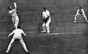 Captain Charles Burgess Fry pulls the ball to leg in a match aginst Yorkshire Captain Charles Burgess Fry pulls the ball to leg in a match aginst Yorkshire