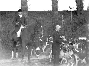 Captain Crawford with the Royal Artillery (RA) Drag hunt at Green St Green, Kent. 1934 Captain Crawford with the Royal Artillery (RA) Drag hunt at Green St Green, Kent. 1934