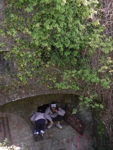 Childrens den in the now disused Napoleonic fortress of the Western Heights, Dover, Kent Childrens den in the now disused Napoleonic fortress of the Western Heights, Dover, Kent