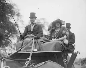 Coaching club meet in Hyde Park, London. The Honourable George Saville and Lady Mary Saville Coaching club meet in Hyde Park, London. The Honourable George Saville and Lady Mary Saville