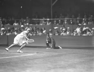 Concentration shows on the face of Miss Billie Tapscott during her match at the Beckenham Concentration shows on the face of Miss Billie Tapscott during her match at the Beckenham