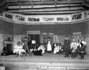Convalescent soldiers in pantomime at Eastbourne. Officers, NCOs and men of Summerdown Convalescent soldiers in pantomime at Eastbourne. Officers, NCOs and men of Summerdown