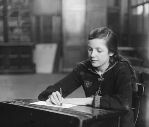 Deaf and Dumb Authorities Miss Ethel Whalley a 15 year old pupil at the Homerton Deaf and Dumb Authorities Miss Ethel Whalley a 15 year old pupil at the Homerton