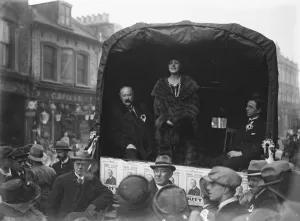 The Election Mr and Mrs Lupino Lane addressing a meeting at Balham on behalf of The Election Mr and Mrs Lupino Lane addressing a meeting at Balham on behalf of