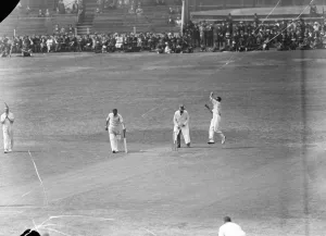 A fast bowler. A fine action study of Edgar Arthur Ted McDonald, the Lancashire fast bowler A fast bowler. A fine action study of Edgar Arthur Ted McDonald, the Lancashire fast bowler