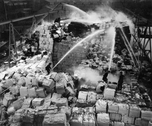 Fire at the Darford Paper Mills in Kent which burnt for three days - 3 March 1949 Fire at the Darford Paper Mills in Kent which burnt for three days - 3 March 1949