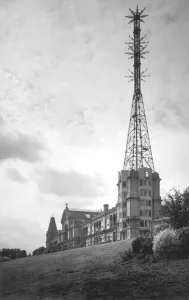 The first regular service of television broadcast has been inaugurated in London Alexandra The first regular service of television broadcast has been inaugurated in London Alexandra