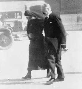French President Albert Lebrun with Queen Marie of Yugoslavia following her husband?s French President Albert Lebrun with Queen Marie of Yugoslavia following her husband?s