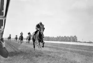 Gatwick races, west Sussex, England Star Comedian , ridden by S Wragg, winning Gatwick races, west Sussex, England Star Comedian , ridden by S Wragg, winning