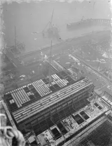 A general view from one of the chimneys of the new coal electric power station under A general view from one of the chimneys of the new coal electric power station under