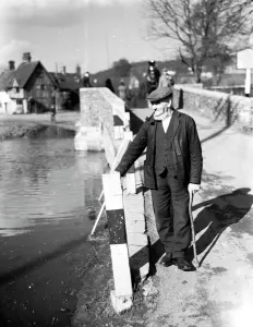 Georger Dunter of Eynsford poses on the bridge over the River Darent Georger Dunter of Eynsford poses on the bridge over the River Darent