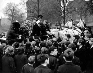 The giant Easter Egg filled with lots and lots of cream toffees is loaded onto the The giant Easter Egg filled with lots and lots of cream toffees is loaded onto the