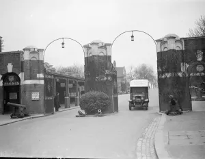 Gillingham Cooperative Society laundry van leaving Chatham Naval Barracks after making Gillingham Cooperative Society laundry van leaving Chatham Naval Barracks after making