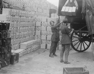 The Great Railway Strike Unloading empty petrol cans at the Anglo Mexican petroleum yard The Great Railway Strike Unloading empty petrol cans at the Anglo Mexican petroleum yard