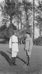 H R H The Prince of Wales Indian Tour Native police forces, British India. British inspector H R H The Prince of Wales Indian Tour Native police forces, British India. British inspector