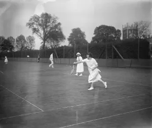 Hard court lawn tennis tournament at Hurlingham. Lady Beaverbrook playing in the Hard court lawn tennis tournament at Hurlingham. Lady Beaverbrook playing in the