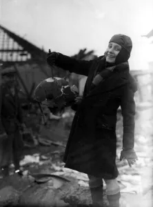 Home front 1940. A boy holds the world in his hand, he has just discovered the Home front 1940. A boy holds the world in his hand, he has just discovered the