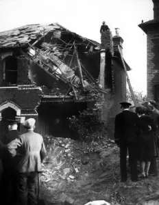 Home front 1940. House in the residential area of Bexley badly hit during the German Home front 1940. House in the residential area of Bexley badly hit during the German