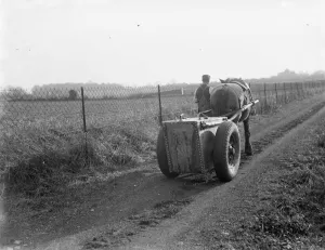 The horse - drawn mash cart making its way to the pig styes at Tripes Farm at Orpington The horse - drawn mash cart making its way to the pig styes at Tripes Farm at Orpington