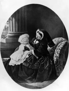 An illustraion of Queen Victoria with her son Prince Albert Victor of Wales An illustraion of Queen Victoria with her son Prince Albert Victor of Wales