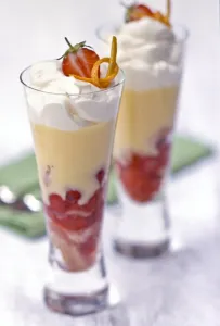 Individual strawberry trifle in tall glasses credit: Marie-Louise Avery Individual strawberry trifle in tall glasses credit: Marie-Louise Avery