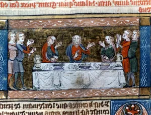 King Arthur on Whitsunday summons the companions of the Quest to relate their adventures King Arthur on Whitsunday summons the companions of the Quest to relate their adventures