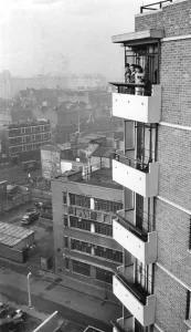 Life on the eleventh storey of the Stafford Cripps Estate, Fisbury. Patrick Welsh Life on the eleventh storey of the Stafford Cripps Estate, Fisbury. Patrick Welsh