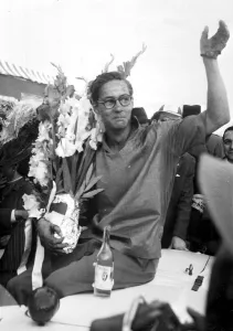 Lisbon: The American driver Masten Gregory, of Kansas City, who won the Grand Prix Lisbon: The American driver Masten Gregory, of Kansas City, who won the Grand Prix