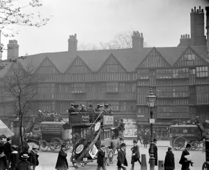 London street scene. Staple Inn, ( an old Inn of Chancery ) Holborn, London Early London street scene. Staple Inn, ( an old Inn of Chancery ) Holborn, London Early