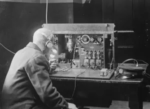 The Marconi wireless telephone set at the Mersey Docks and Harbour Board offices The Marconi wireless telephone set at the Mersey Docks and Harbour Board offices