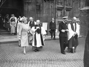 Members of the Royal family attended divine service at Westminster Abbey today, Whit Sunday Members of the Royal family attended divine service at Westminster Abbey today, Whit Sunday