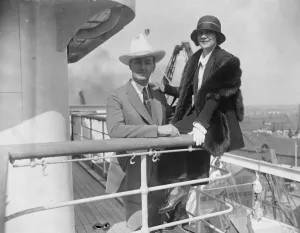 Millionaire cattleman arrives for Wembley Rodeo. Among the passengers of the Millionaire cattleman arrives for Wembley Rodeo. Among the passengers of the