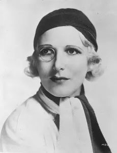 The monocled star. Heather Thatcher, the English actress with her monocle, and a new black The monocled star. Heather Thatcher, the English actress with her monocle, and a new black