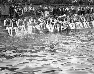 Mrs Hilda Willing, channel swimmer, at Tonbridge open - air swimming pool. 23 Mrs Hilda Willing, channel swimmer, at Tonbridge open - air swimming pool. 23