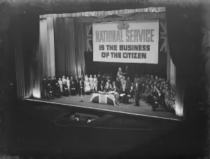 National Service is the business of the citizen . A tableau depicting voluntary National Service is the business of the citizen . A tableau depicting voluntary