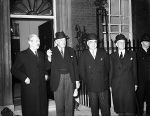 New Ministers at First Cabinet meeting. London ; Outside 10 Downing Street after New Ministers at First Cabinet meeting. London ; Outside 10 Downing Street after