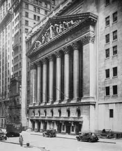 New York views. The New York Stock Exchange building on Wall Street. 1928 New York views. The New York Stock Exchange building on Wall Street. 1928