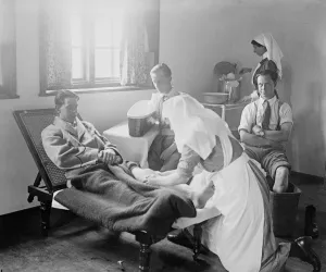 Nurses attending to wounded soldiers at the Princess Louise Military Orthopaedic Nurses attending to wounded soldiers at the Princess Louise Military Orthopaedic