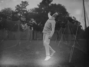 Oxford University Cricket Club Practice R C Robertson of Glasgow. 30 April 1923 Oxford University Cricket Club Practice R C Robertson of Glasgow. 30 April 1923