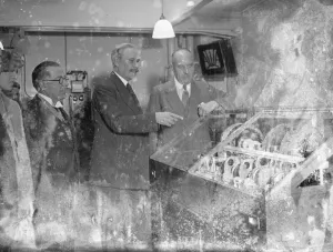 P. M. G. And Astronomer Royal Inaugurate Telephone Talking Clock. The Postmaster - general P. M. G. And Astronomer Royal Inaugurate Telephone Talking Clock. The Postmaster - general