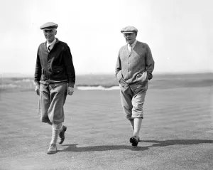 Parliamentary Golf Tournament at Sandwich. Sir John Simon and Mr G. Harvey. Simon Parliamentary Golf Tournament at Sandwich. Sir John Simon and Mr G. Harvey. Simon