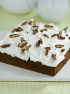 Passion cake with buttercream tpping with slivers of pecan nuts credit: Marie-Louise Passion cake with buttercream tpping with slivers of pecan nuts credit: Marie-Louise
