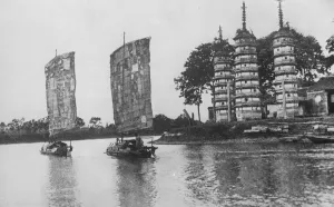 Patchwork sails on the Grand Canal, Kashing, China Typical Grand Canal Junks Patchwork sails on the Grand Canal, Kashing, China Typical Grand Canal Junks