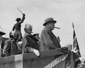 Prime Minister Sir Winston Churchill and his wife Clementine at the Westerham carnival Prime Minister Sir Winston Churchill and his wife Clementine at the Westerham carnival