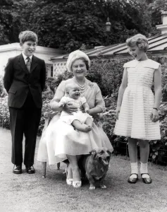 Queen Elizabeth, Queen Mother photographed with her grandchildren on her 60th birthday Queen Elizabeth, Queen Mother photographed with her grandchildren on her 60th birthday